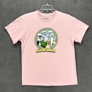 Youth Group T-shirt Adult Large Tee Pink Panda squad‎ short sleeve crew neck